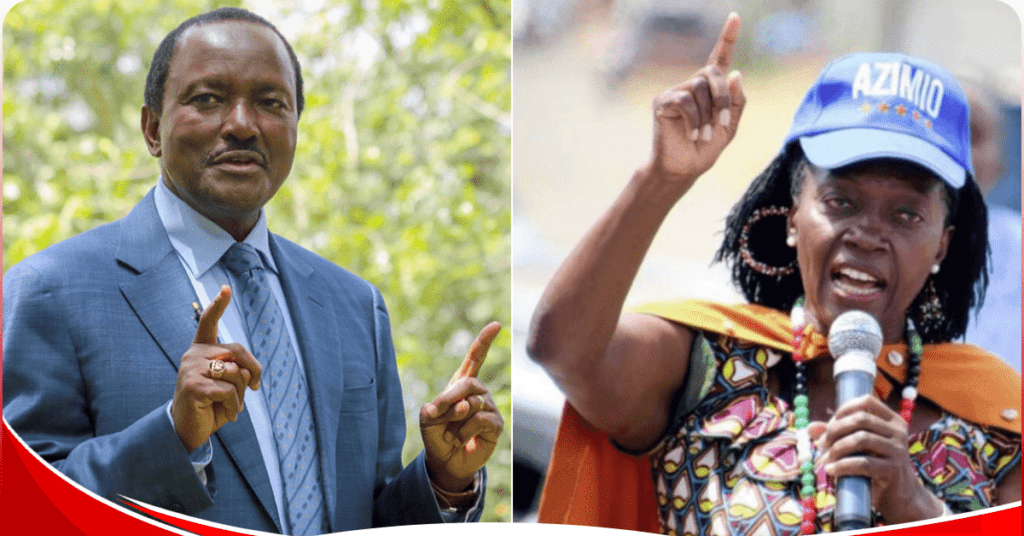 A photo collage of Azimio-One Kenya co-principals Kalonzo Musyoka and Martha Karua.