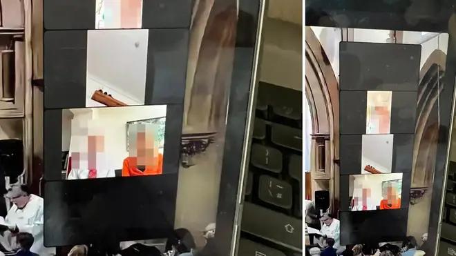 Woman accidentally broadcasts herself naked in the shower during a church funeral service