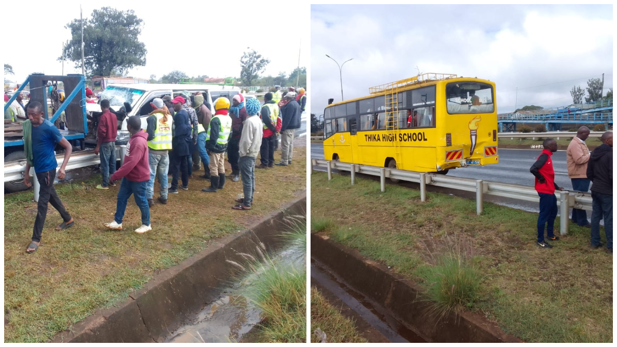 Thika High School bus involved in an accident along Thika Super Highway