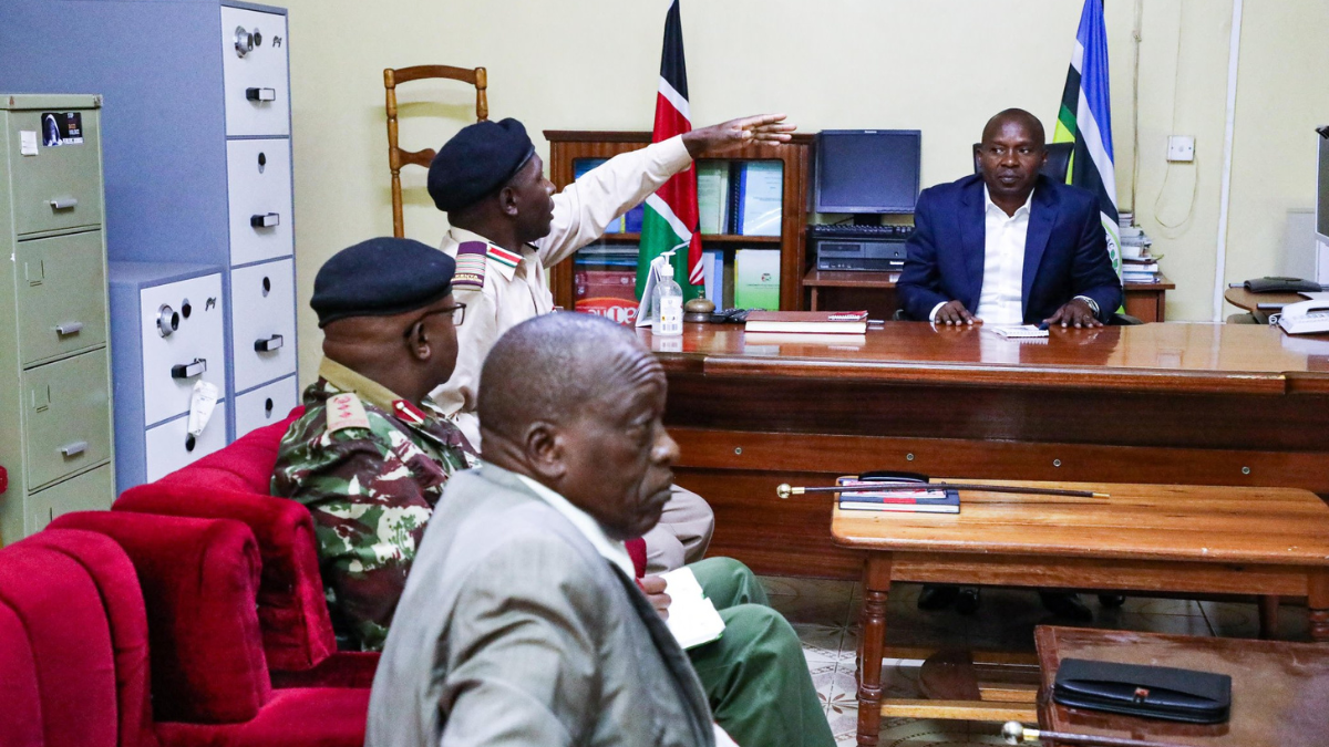 Interior CS Kithure Kindiki chairing a meeting on security in Migori on March 25, 2024. Photo: Kithure Kindiki/X