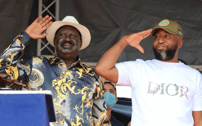 ODM Party Leader Raila Odinga and former Mombasa Governor Hassan Joho during a previous rally. A section of leaders have proposed that Joho takes over from Raila as ODM's supremo. PHOTO | HASSAN JOHO-TWITTER