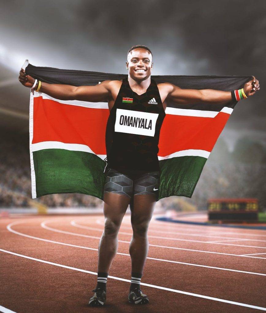 The G.O.A.T Ferdinand Omanyala flying our Kenyan flag high. Photo: X