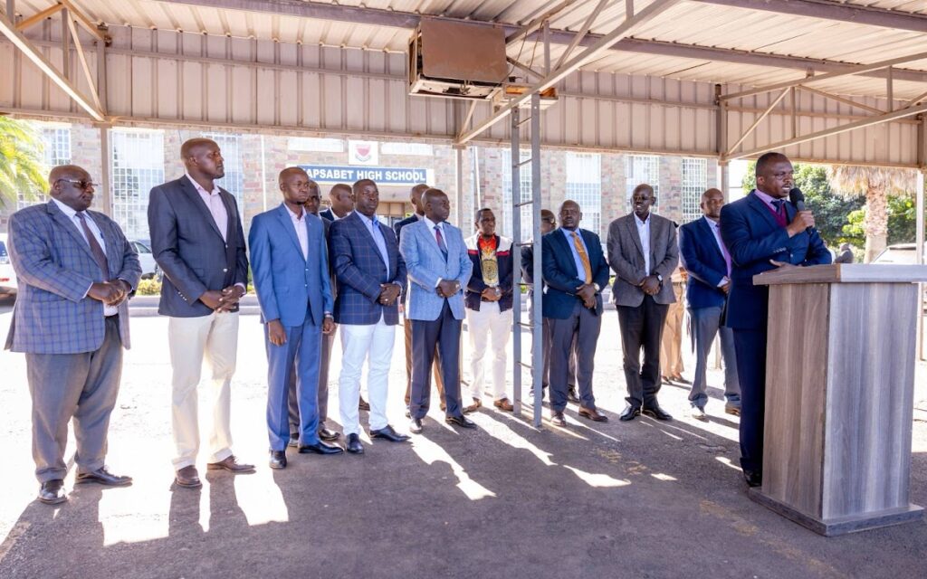 Deputy President Rigathi Gachagua and other government officials at Kapsabet High School on March 17, 2024. Photo: DPCS
