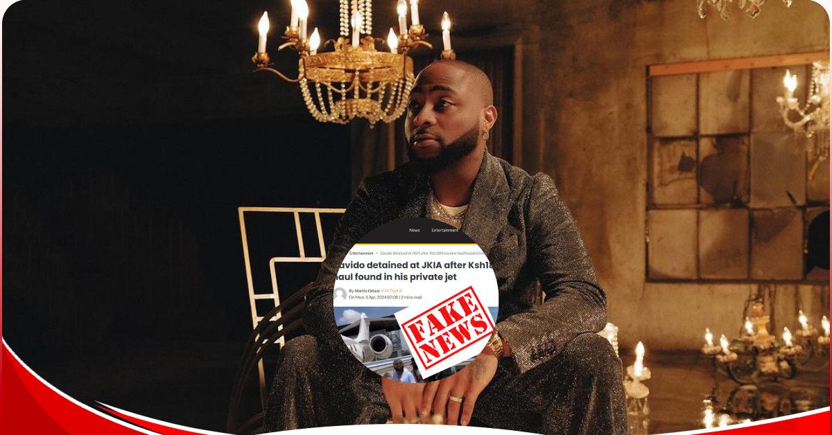 The DCI Kenya has distanced itself from a prank gone wrong after a Kenyan news outlet alleged that Grammy-nominated Nigerian Artist Davido was arrested over drug possession. Photo: Davido/Instagram