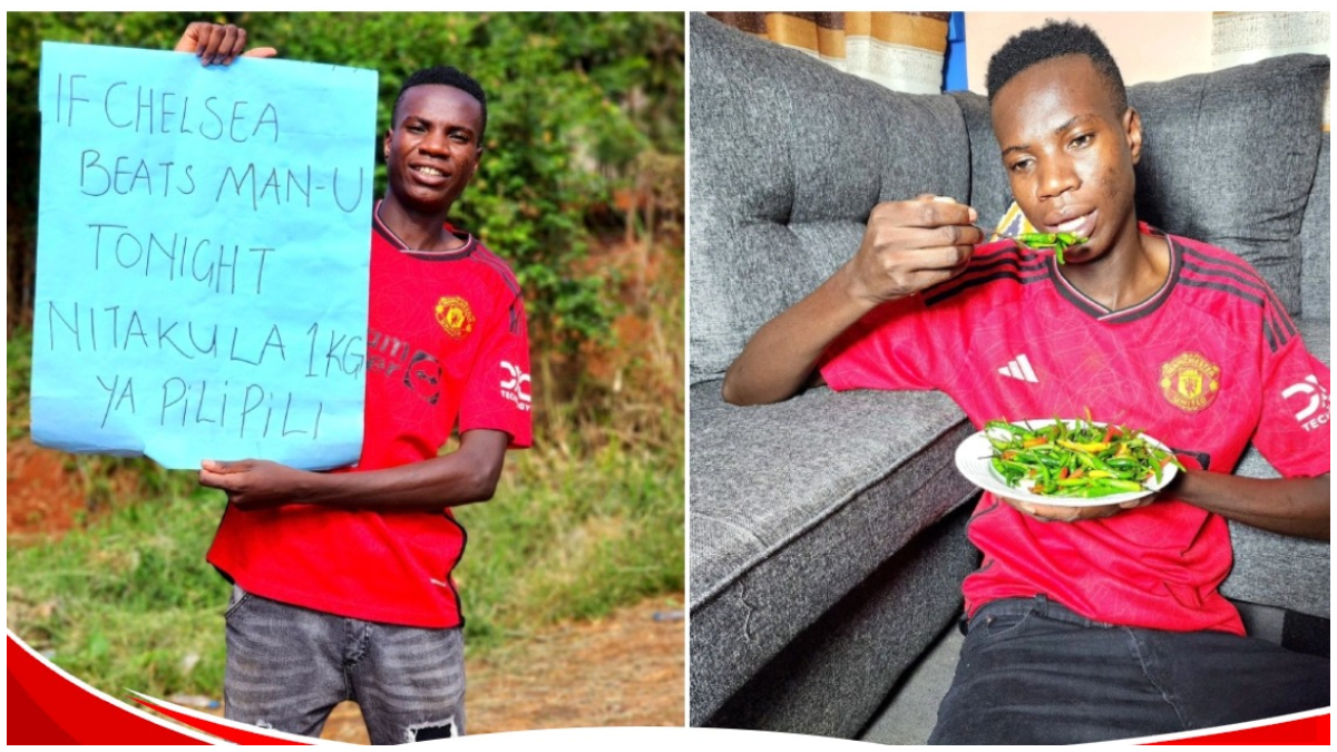 Man United fan attempts to eat 1kg of chili pepper after defeat by Chelsea