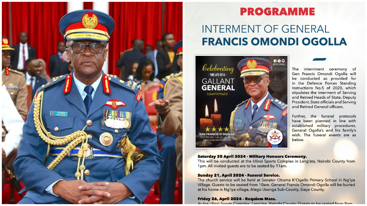 Lay out of Gen Francis Ogolla’s military honours service today