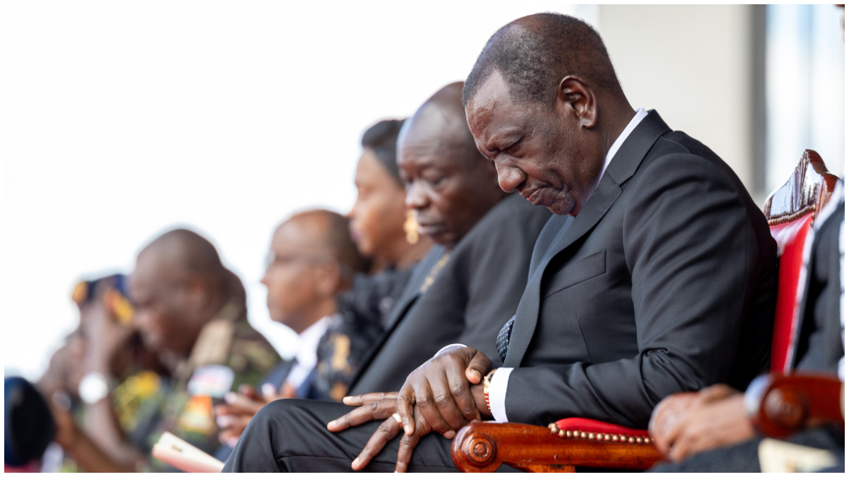 President Ruto during burial ceremony of General Ogolla in Siaya on April 21, 2024. Photo/TV47