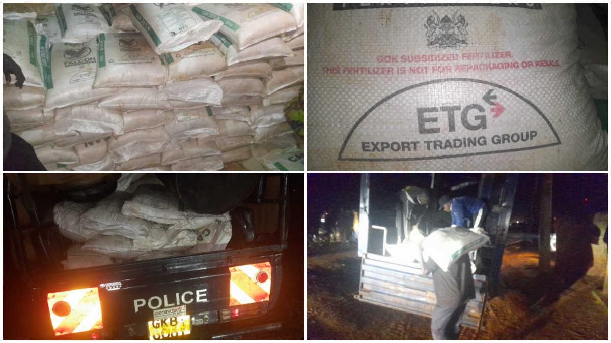 Police recover over 700 bags of Gov’t subsidized fertilizer after raiding shop in Trans Nzoia; three suspects arrested
