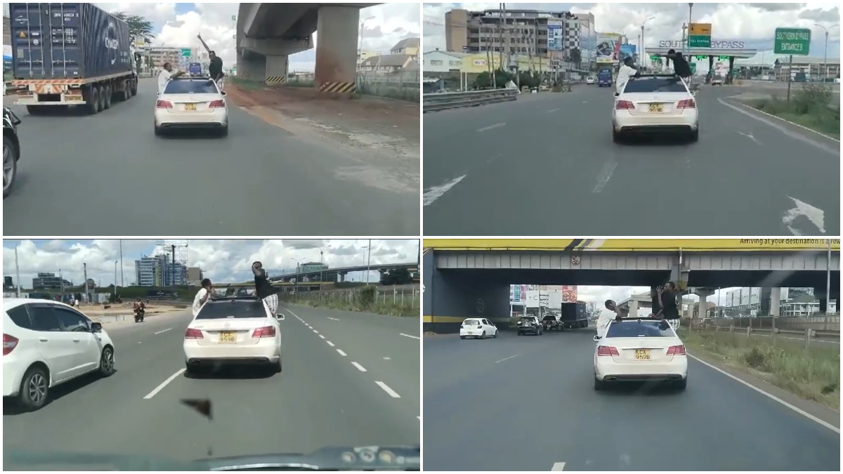 Two men filmed hanging dangerously on a moving Mercedes Benz arrested