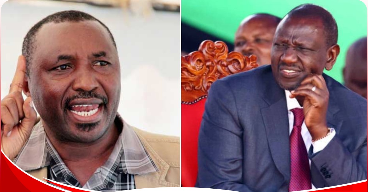 Collage image of ex-Bahati MP Kimani Ngunjiri and President William Ruto (right)