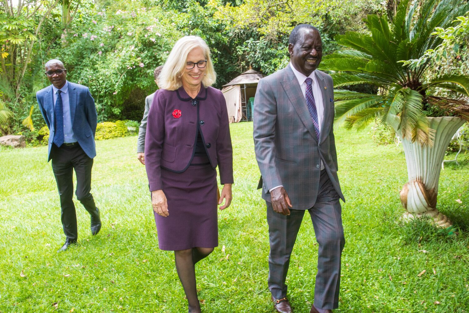 Raila Odinga with Australia's High Commissioner Ms. Ms Jenny Da Rin at his Karen home on April 25, 2024. The diplomat endorsed Raila's bid for the African Union Commission job. 