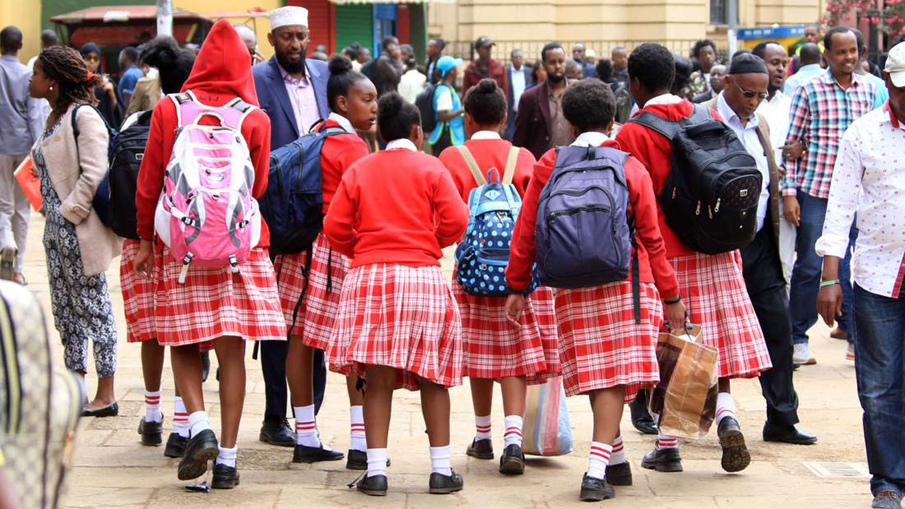 A group of school girls walking in Nairobi. PHOTO | JEFF ANGOTE