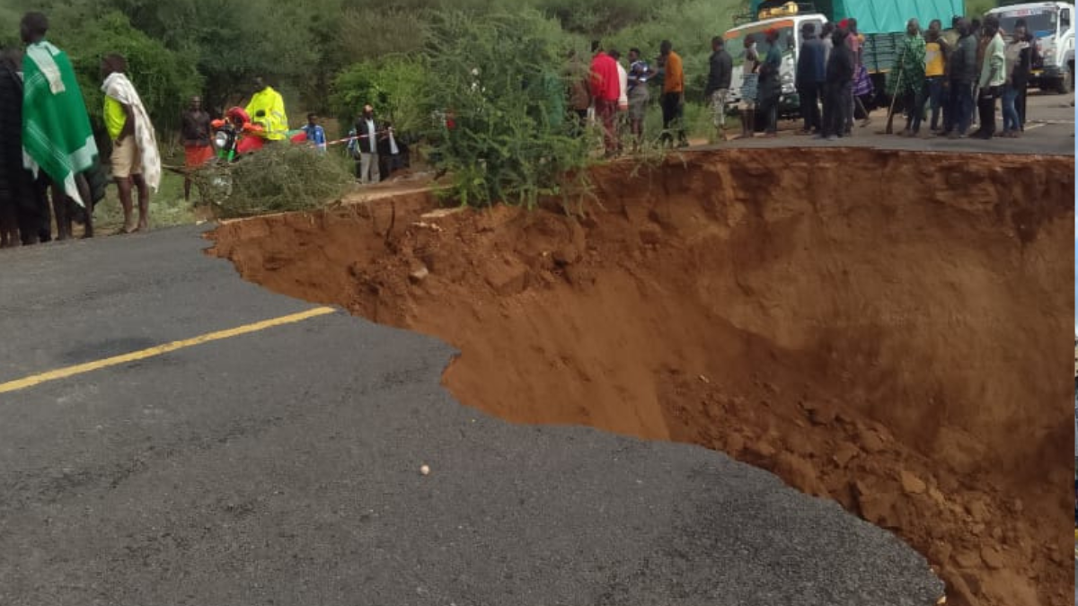 A section of Kapenguria -Lodwar highway swept away by floods