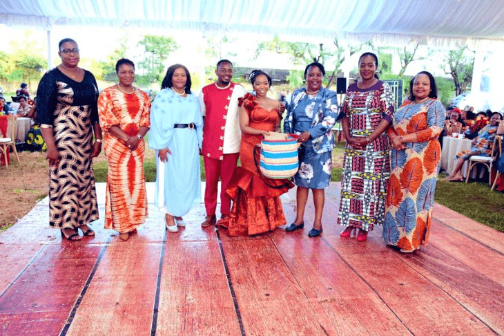 Cabinet secretaries pose with newly wed couple Peter Miano and Wambui Kibe on April 6, 2024. Photo/Courtesy 