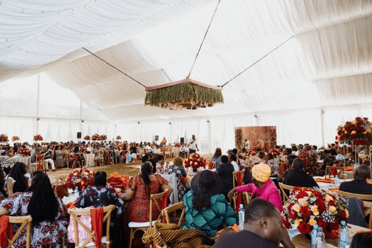 Family and friends during the wedding of Peter Miano and Wambui Kibe on April 6, 2024.