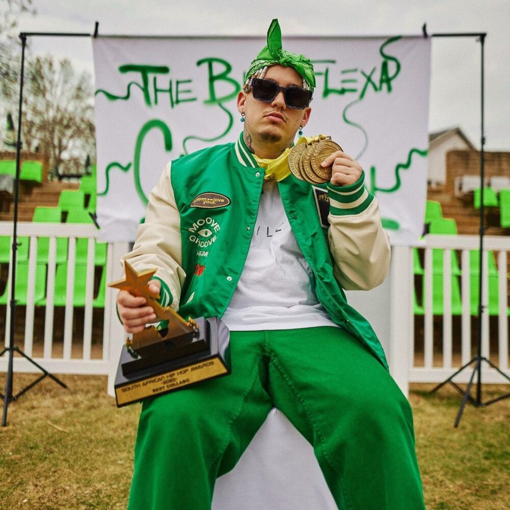 Costa Titch posed with his trophy when he won the Best Collabo at the South African Hip Hop Awards in 2020. Photo: Costa Titch/Instagram 