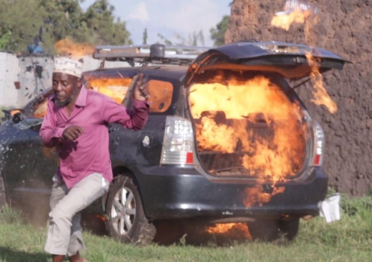 Man arrested after knocking down pedestrian, setting his Toyota Wish on fire
