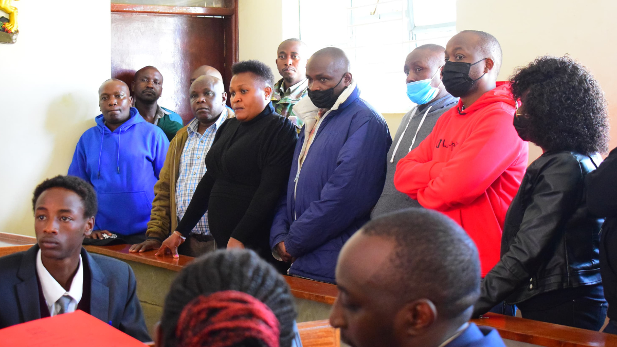 The 10 suspects when they appeared in Nyahururu court on May 8, 2024.