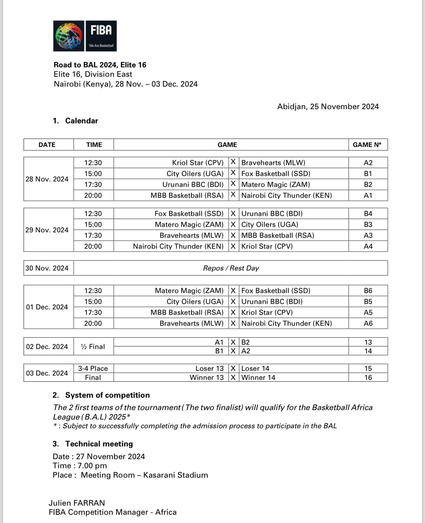 Kenya Basketball Federation announces fixtures and ticket prices for ...