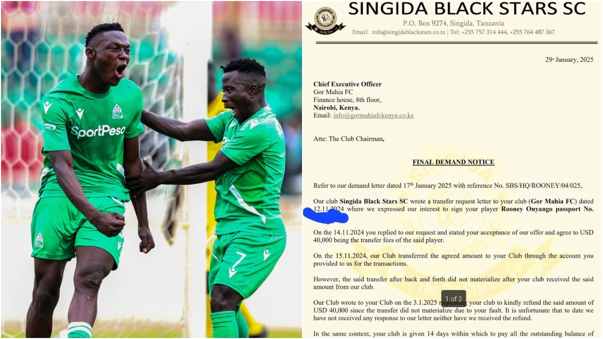 Gor Mahia in trouble over botched Rooney Onyango Singida move