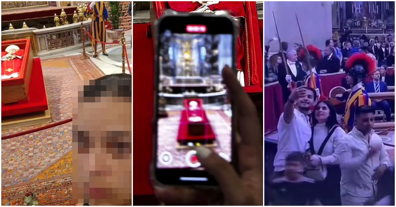 “Distasteful” and “disrespectful”: Mourners condemn individuals taking selfies at Pope Francis’ open Casket