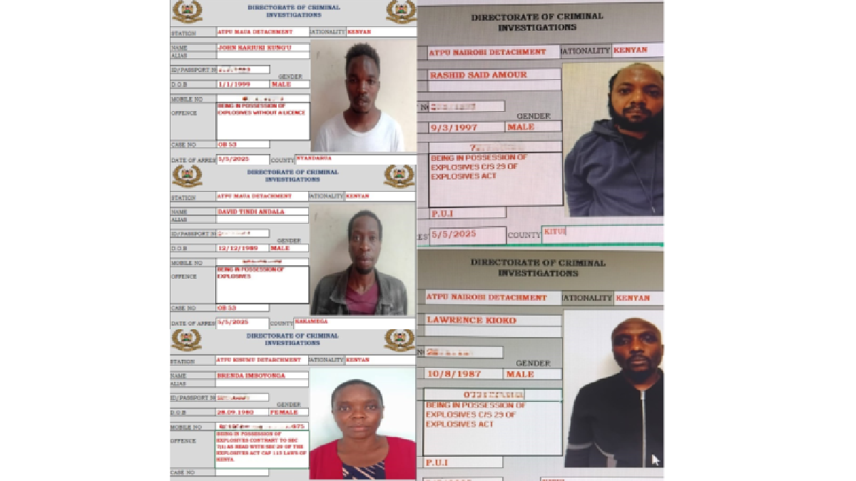   5 suspects arrested in possession of explosives in Meru-bound bus