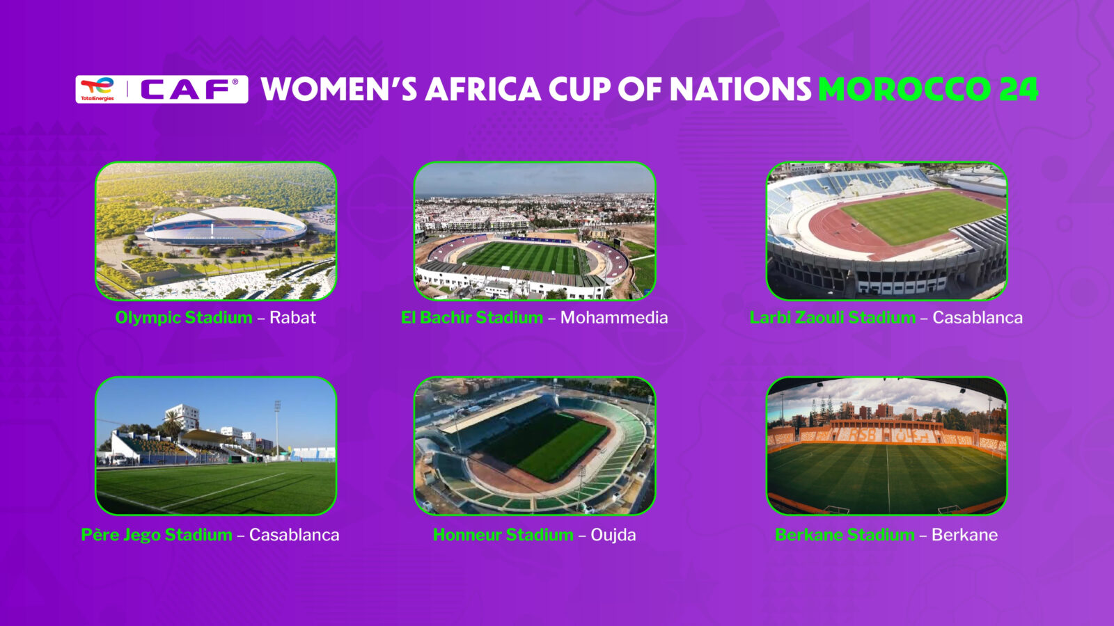 CAF announces six venues in Morocco that will host the 2024 Women’s Africa Cup of Nations