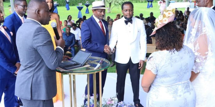 Kalonzo’s son Kevin Muasya weds Sharon Nthoki in star-studded garden ceremony