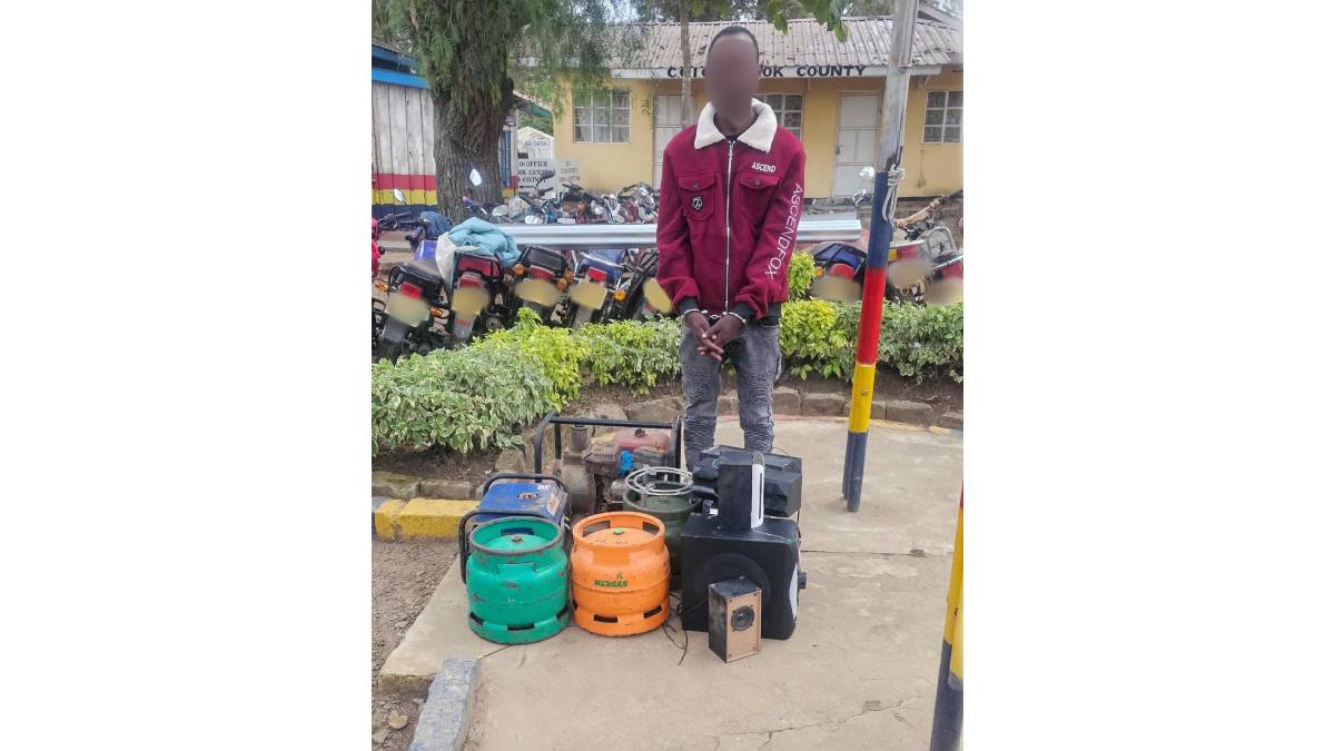 Robber caught on CCTV cameras across Narok Town arrested; stolen gas cylinders, generators recovered