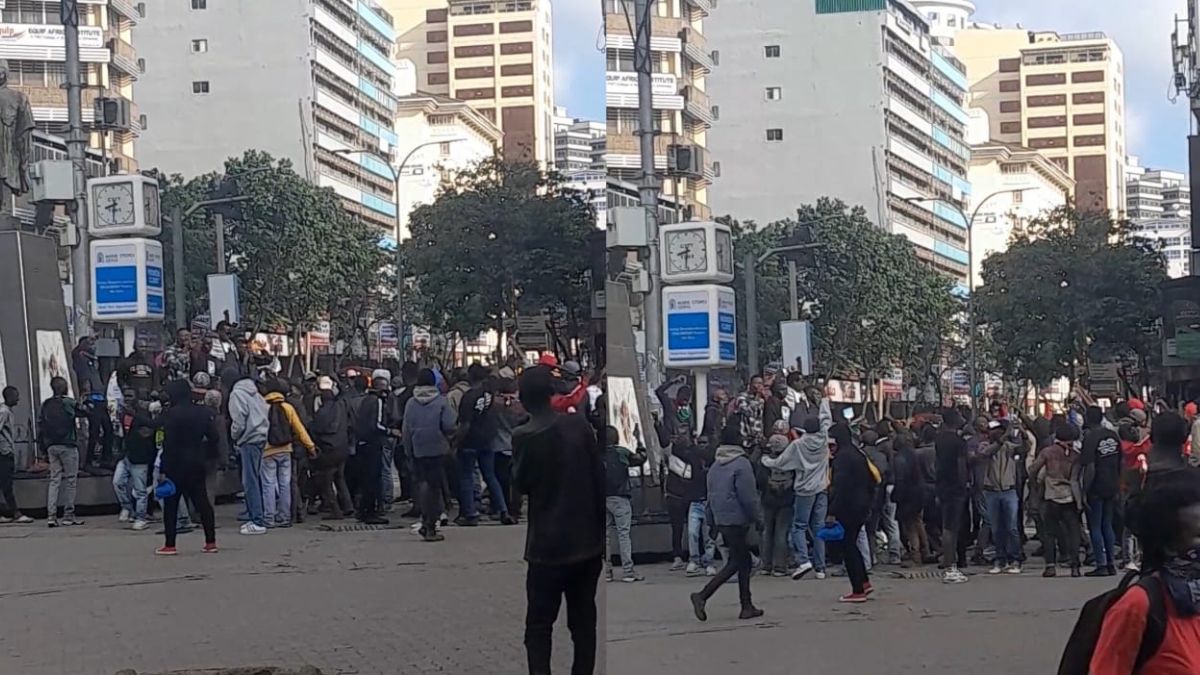 Protesters play football in Nairobi CBD as police disperse them with teargas