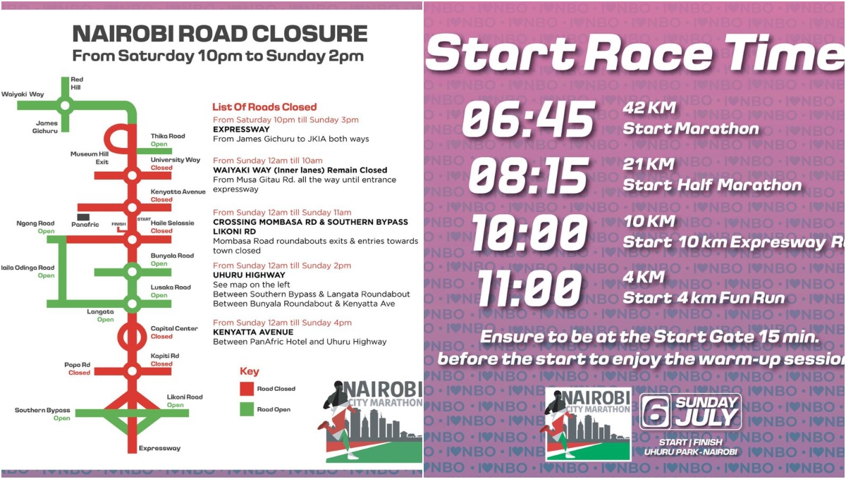 Nairobi Expressway, Uhuru Highway to close for Nairobi City Marathon