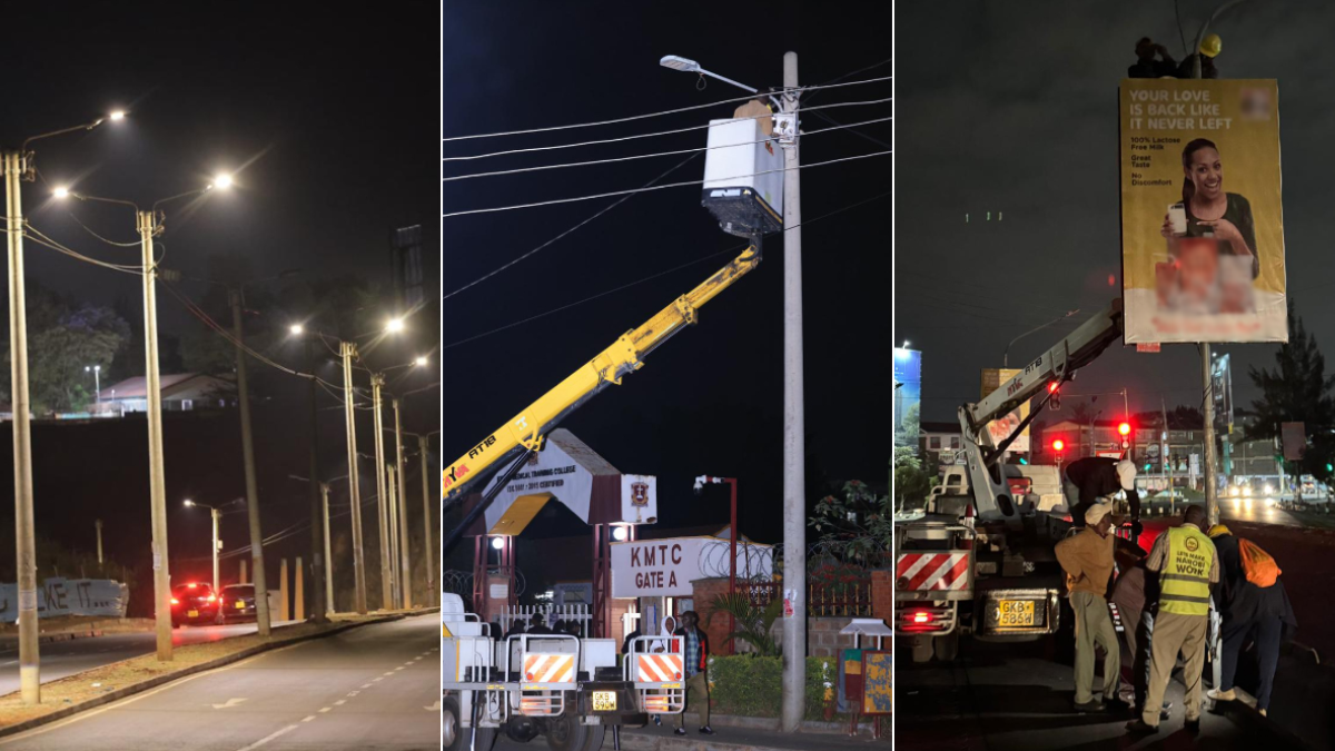 Lighting up Nairobi: City Hall restores streetlights, takes down illegal billboards on city avenues