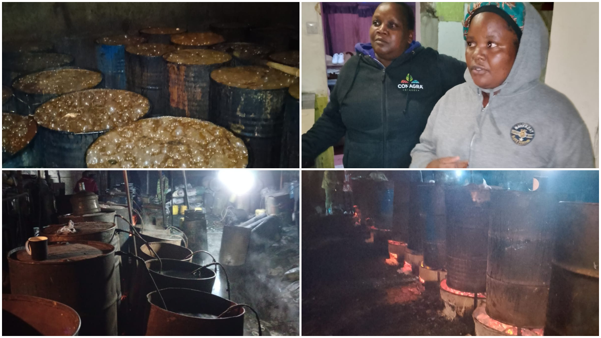 Three women arrested, 900,000 litres of kangara and 1,000 litres of chang’aa destroyed as NACADA, police destroy Nairobi’s illegal brewing den in Kawangware