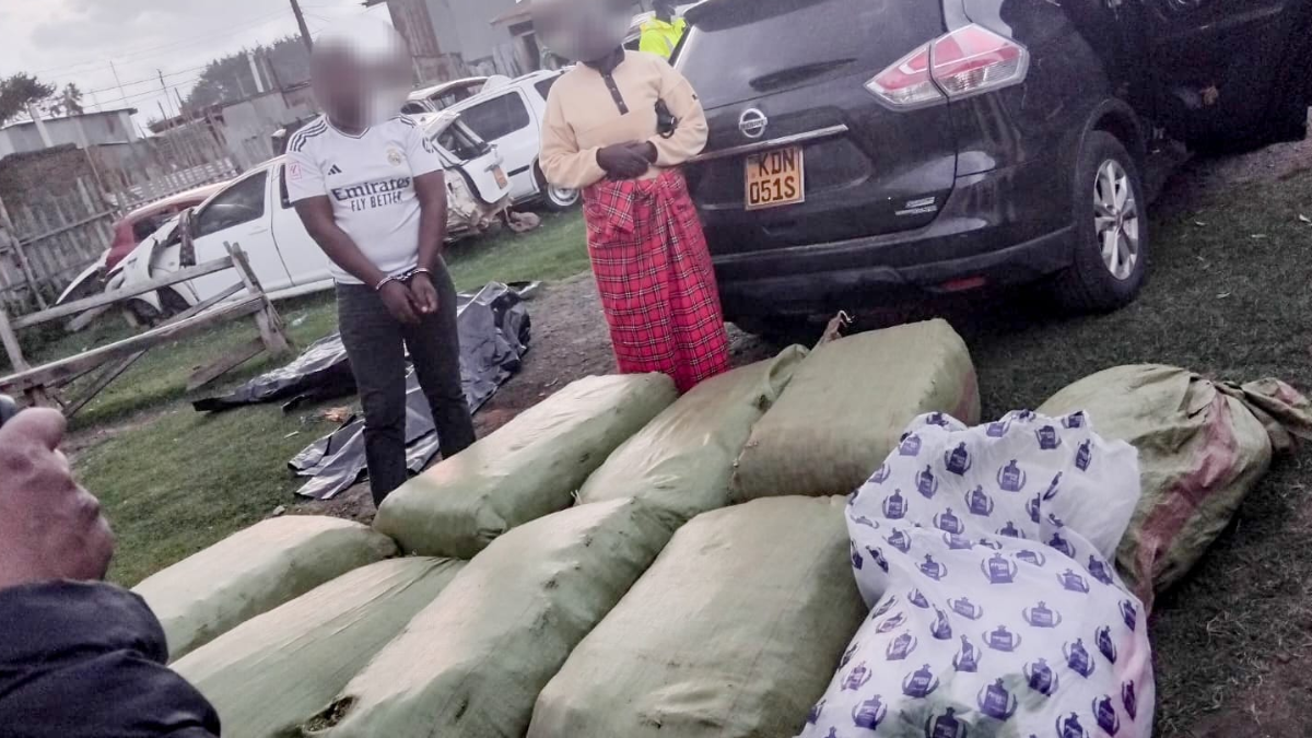 Drug traffickers arrested while transporting 8 sacks of bhang at Soko Mjinga