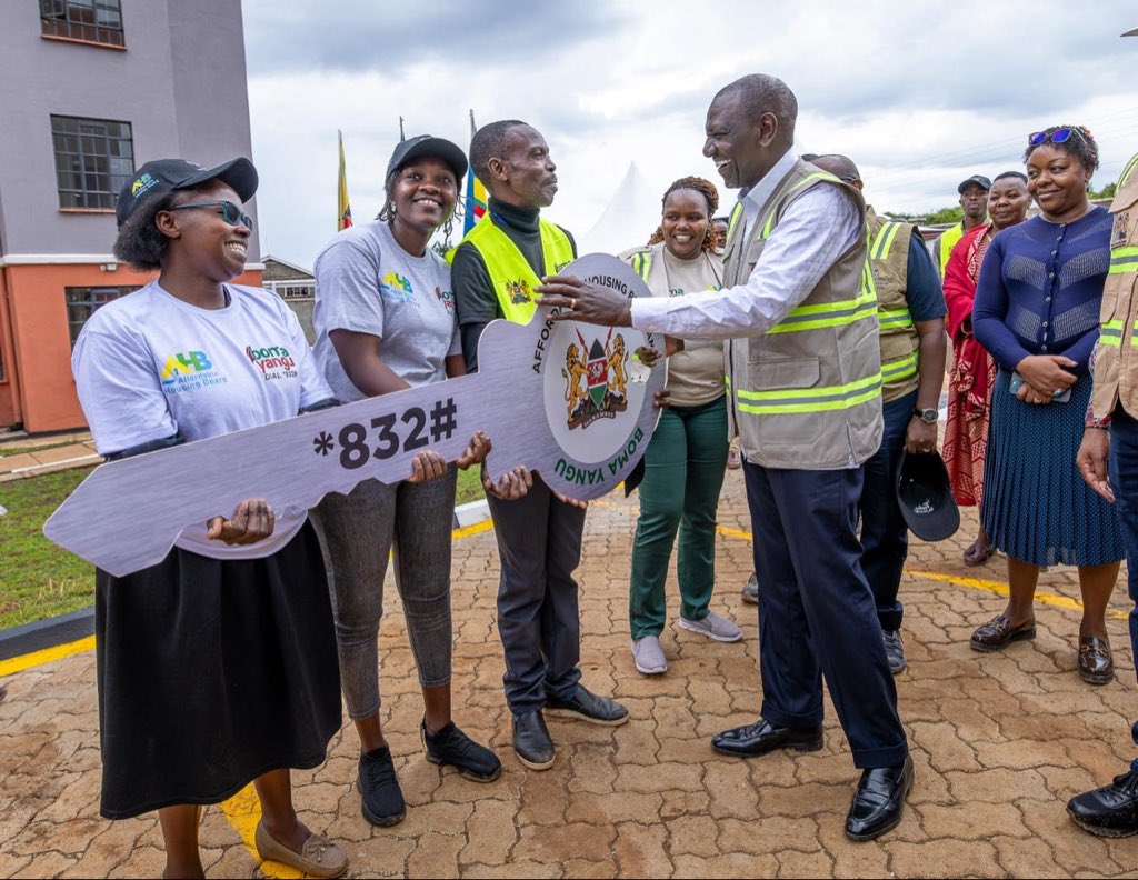 President Ruto hands over keys to new owners of 220-unit Elburgon Affordable Housing Estate