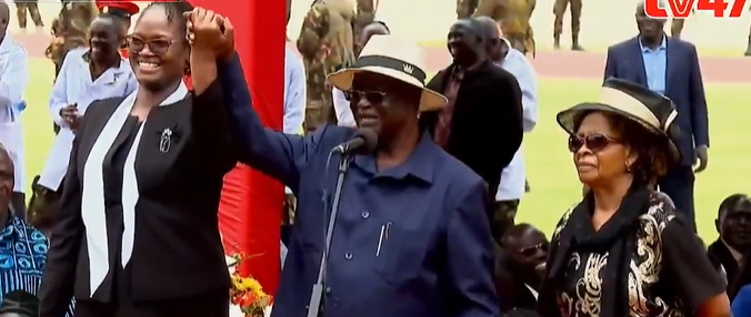 Oburu Oginga provides comic relief, introduces his two wives to mourners at Nyayo Stadium