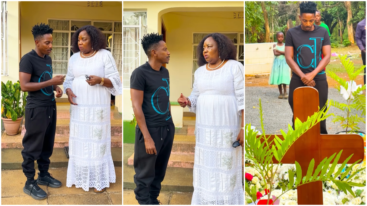 Eric Omondi pays tribute at Raila Odinga’s graveside
