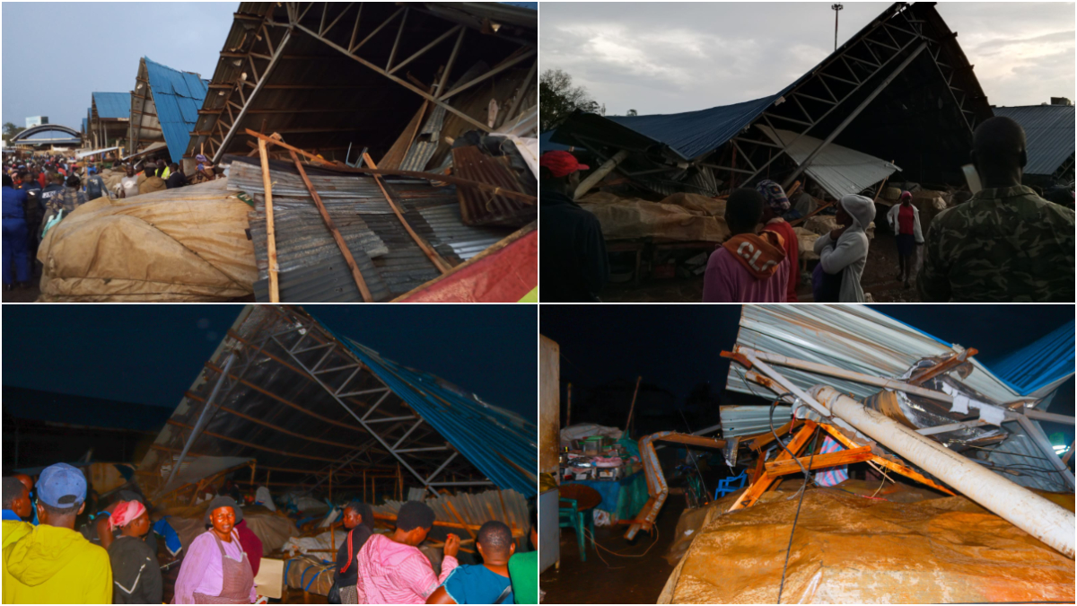 Disaster rocks the KSh500M Kibuye Ultra Modern Market as shades caves in due to heavy downpour