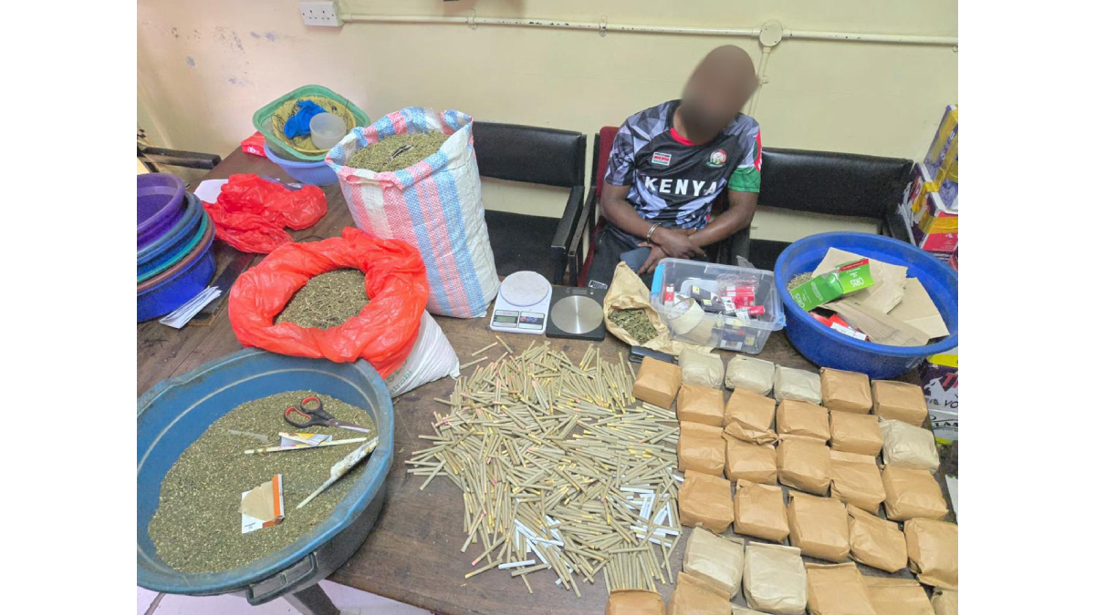 Notorious Umoja 1 drug peddler arrested; 3,000 rolls of bhang, over 20kg of canabbis seized