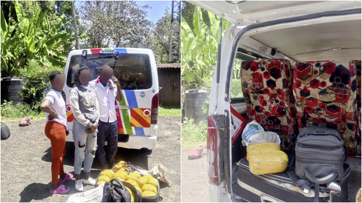 Two arrested as police find over 25kg of bhang concealed in suitcase inside a Meru-bound matatu