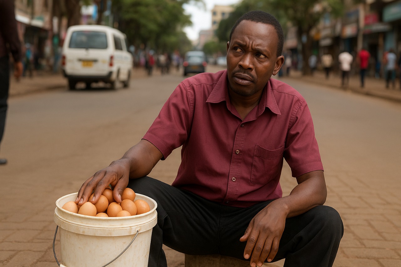Customer left with bucket of boiled eggs after hawker vanishes with Ksh.1000 in Nairobi