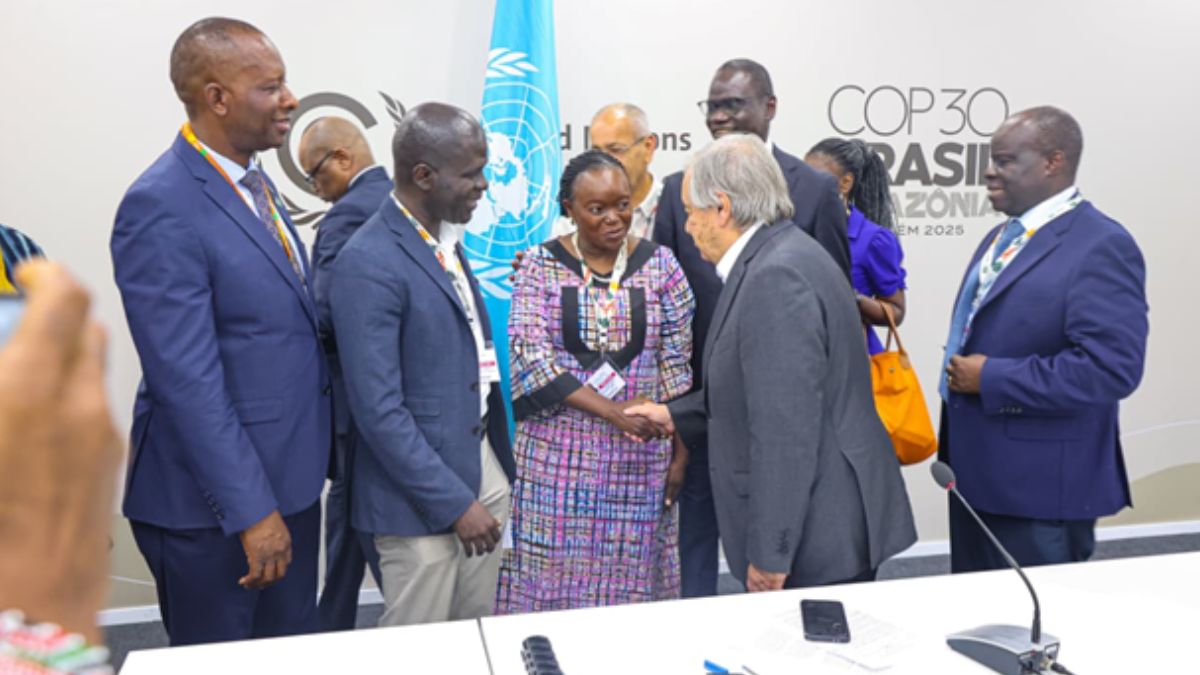 Environment CS Deborah Barasa briefs UN Secretary General at COP30