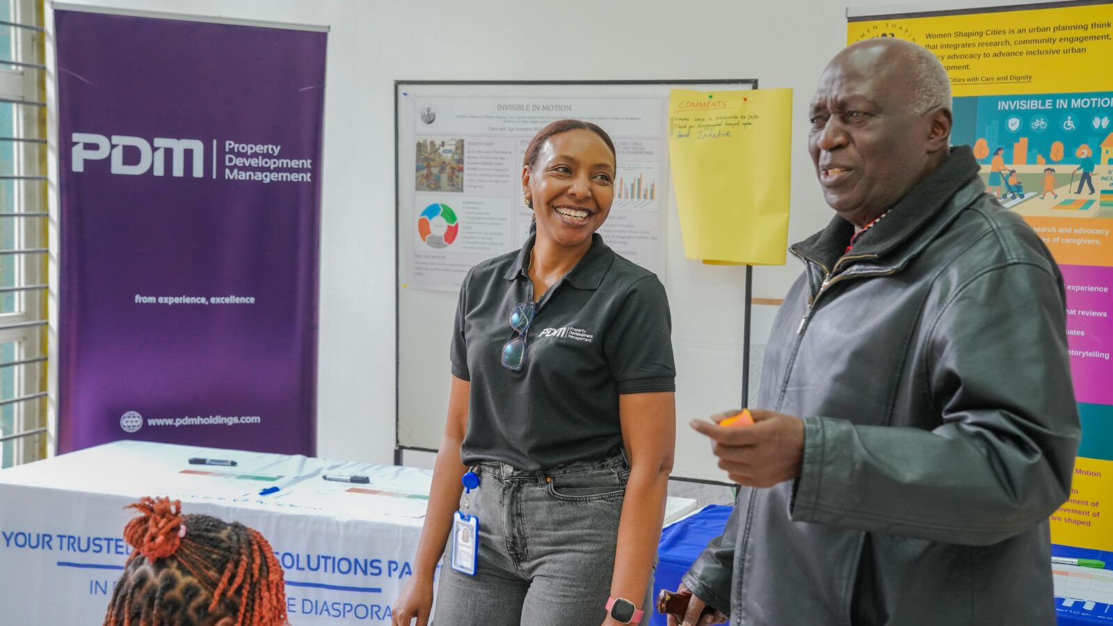 Lorna Wachira (left), Customer Experience Lead at PDM (Services) Ltd., shares a light moment with former Nairobi Mayor Joe Aketch at the Nation Centre, Kimathi Street, during the Placemaking Week Nairobi celebrations. The global initiative spotlights how communities can co-create and re-imagine vibrant, inclusive, and sustainable public spaces. [Photo: Adam Kagema]
