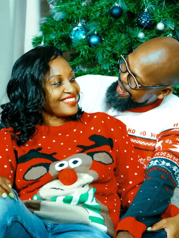 Alex Mwakideu and his wife Mariam share a tender, soul-stirring gaze of love with smiles all over. Photo: Instagram