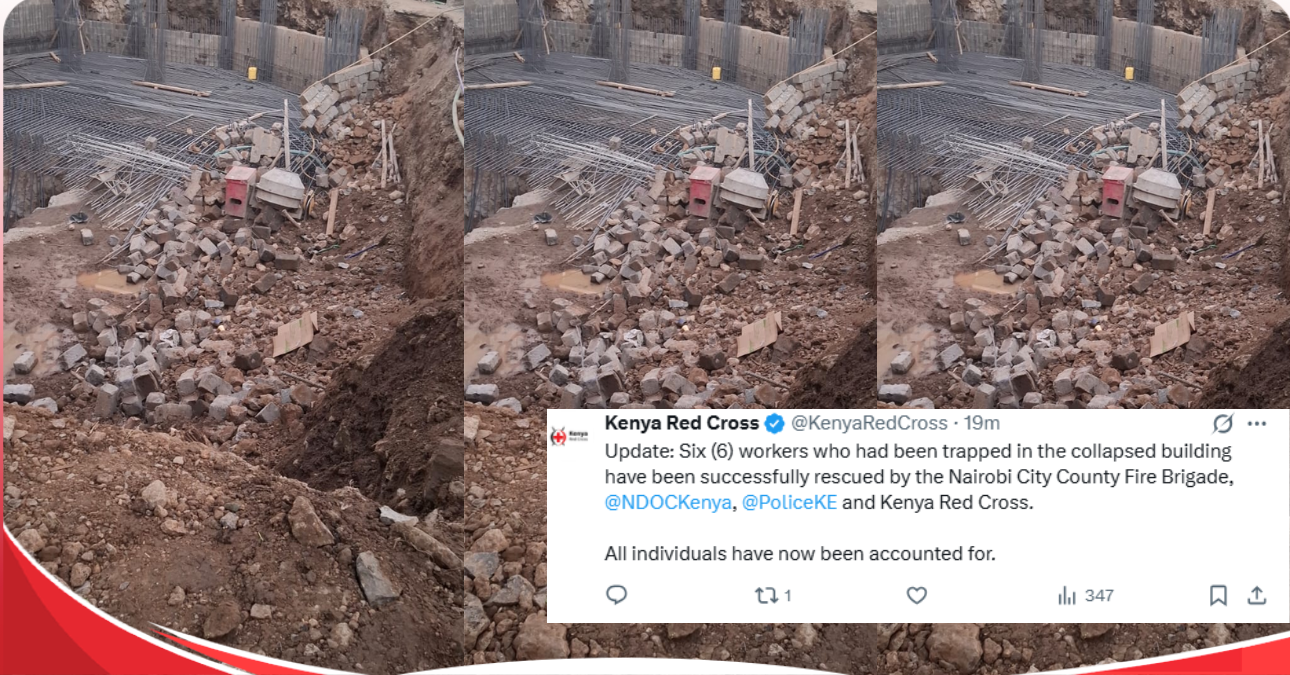 Six rescued after building under construction collapses in Nairobi CBD
