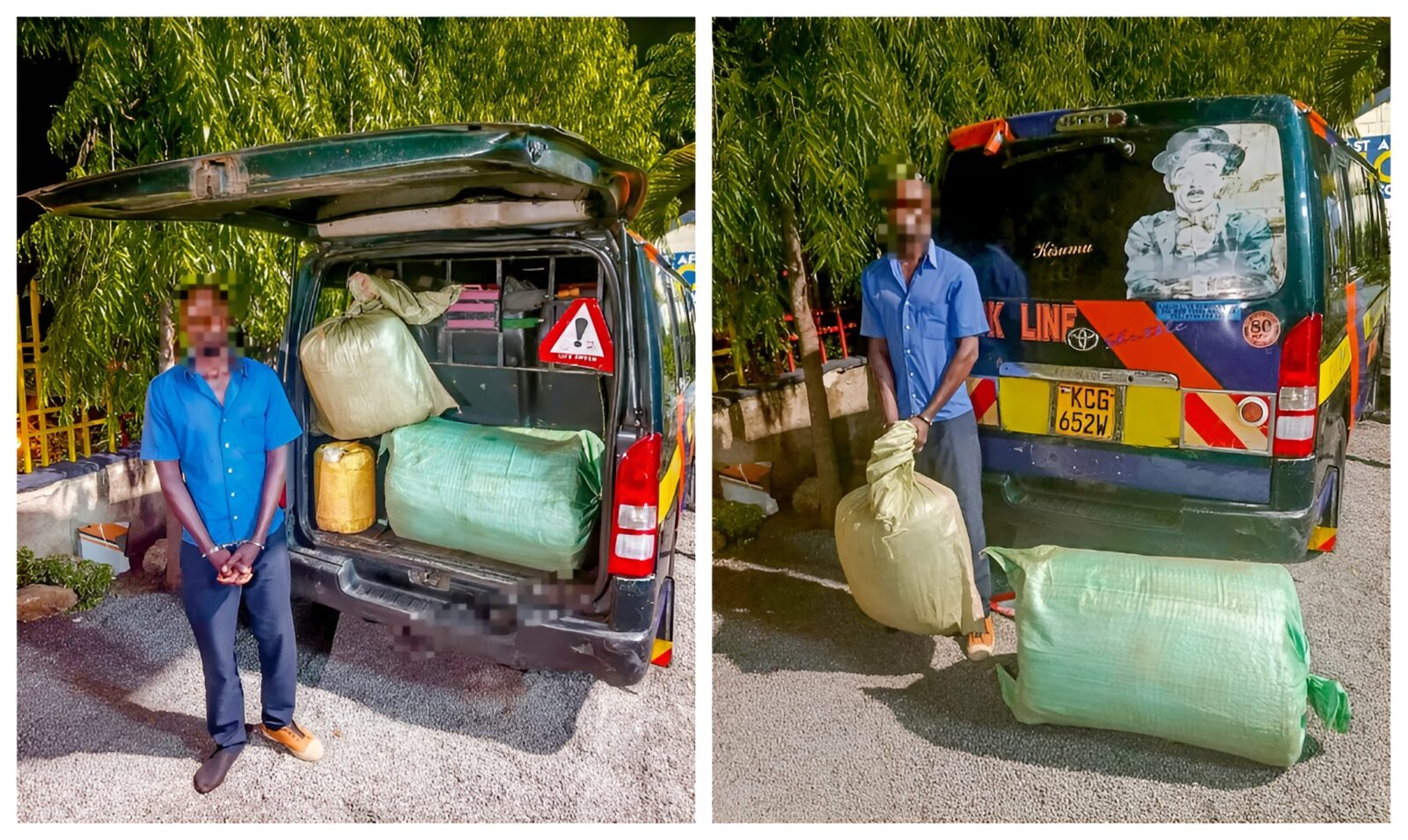 Kisumu police arrest drug trafficker, seize 90kg of bhang from a PSV matatu