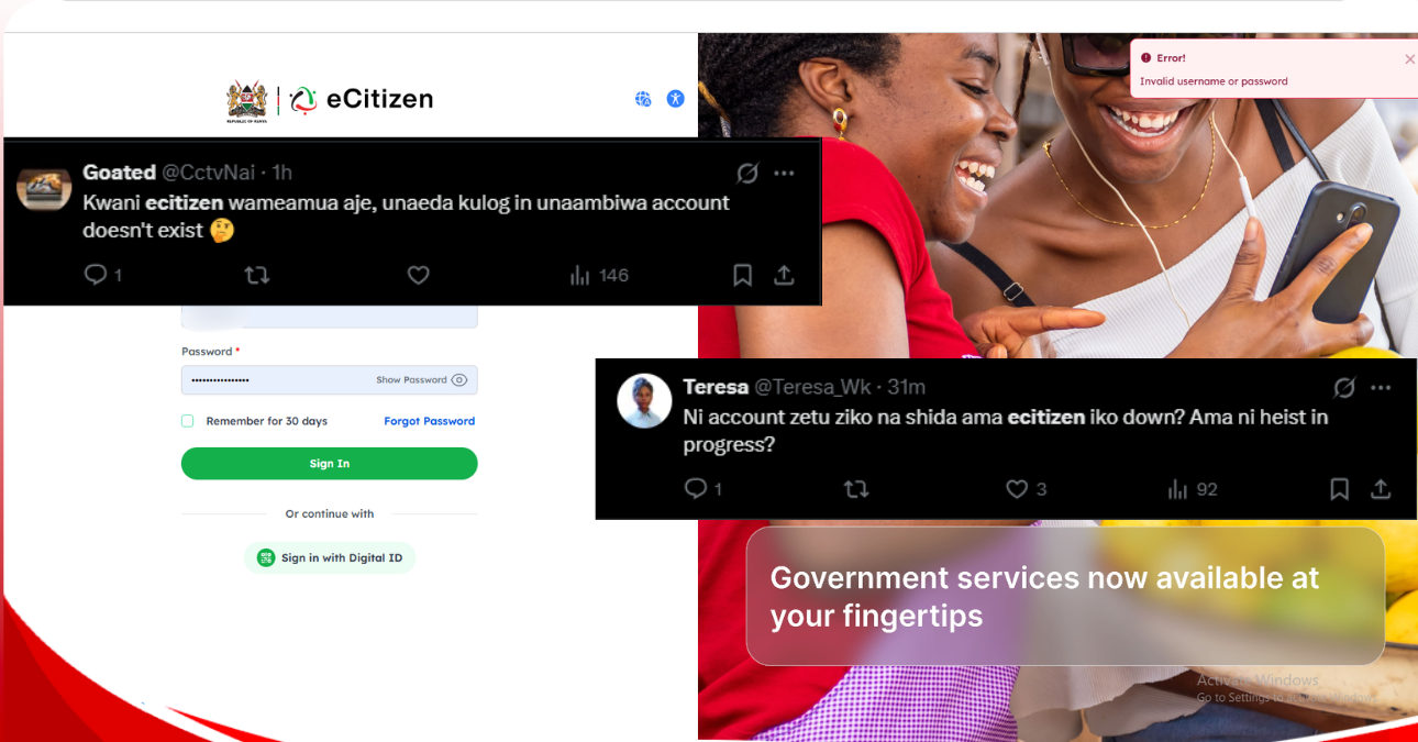 Kenyans locked out of eCitizen portal as users report login glitches