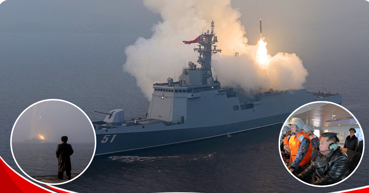 Kim Jong Un oversees missile launch test as North Korea unveils new 5,000-tonne warship