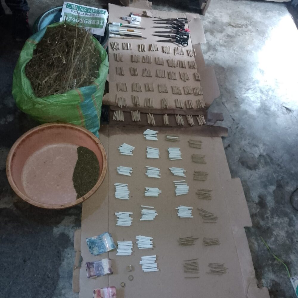 Two arrested, over 600 rolls of bhang seized as NACADA raids drug den near school in Kware