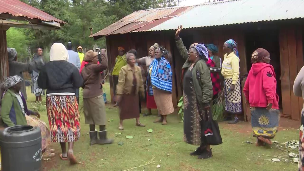 A section of mourners at the home of Margeret Mumbi who was murdered in Nyahururu.